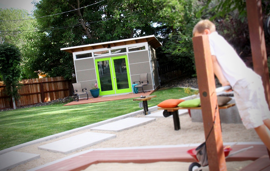 backyard shed office dining room